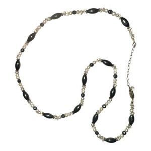 Elegant Black and Silver Beaded Necklace